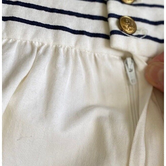 Rare Vintage Lanz Originals Sailor Midi Dress Fit & Flare White Gold Button - Picture 9 of 10